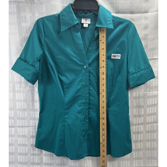 Worthington Shirt Womens Color Green Size MButton Up ShortSleeve Collared Casual - Picture 5 of 16